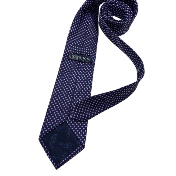 BOGGI Navy/Purple Geometric Silk LUXURY Tie ITALY - Picture 2 of 5